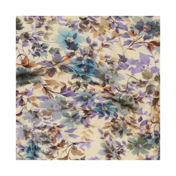 Viscose jersey Digital Flowers, Sand