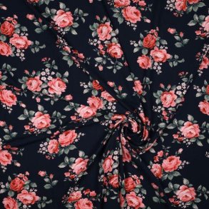 Viscose Flowers, Navy