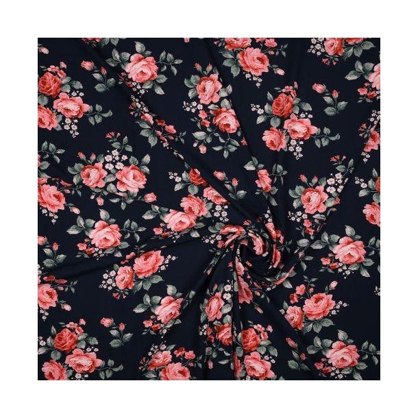 Viscose Flowers, Navy