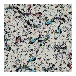 Viscose digital Flowers, Ecru