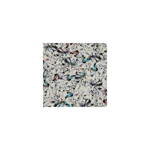 Viscose digital Flowers, Ecru