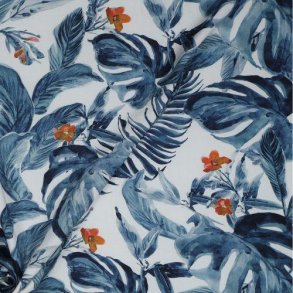 Viscose Digital Flowers, Blue shadow