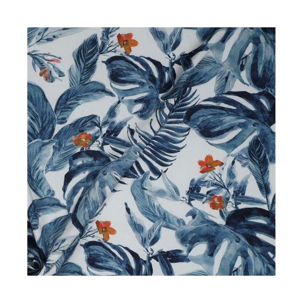 Viscose Digital Flowers, Blue shadow