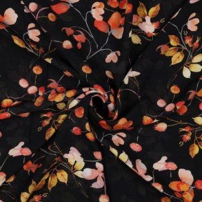 Radiance/viscose digital Flowers, Black