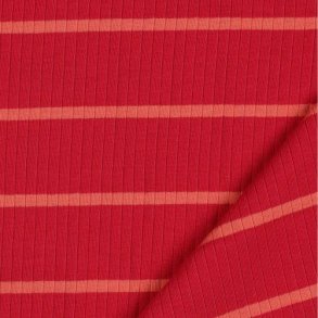 Rib jersey Stribet, Magenta/Coral