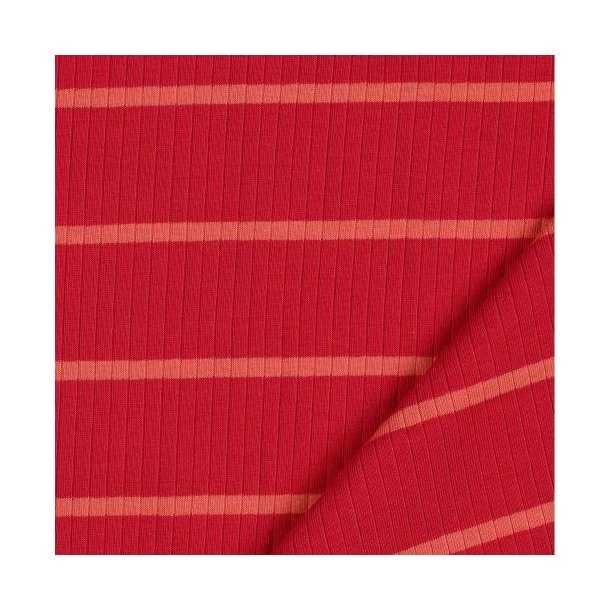 Rib jersey Stribet, Magenta/Coral