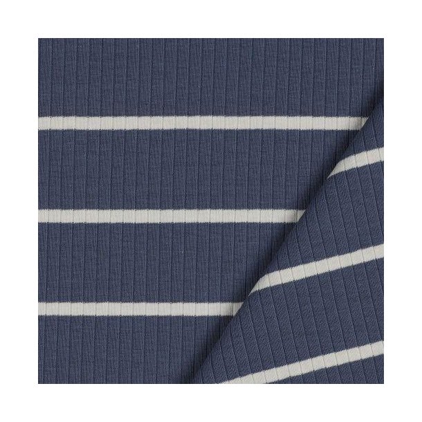 Rib jersey Stribet, Dark jeans/Sand