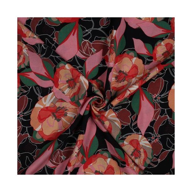 Radiance/viscose digital Flowers, Multicolour
