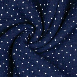 Double gauze Navy m/prikker