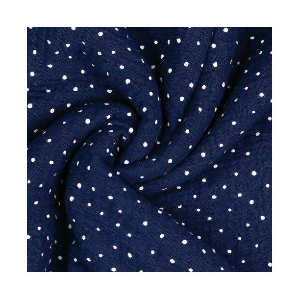 Double gauze Navy m/prikker