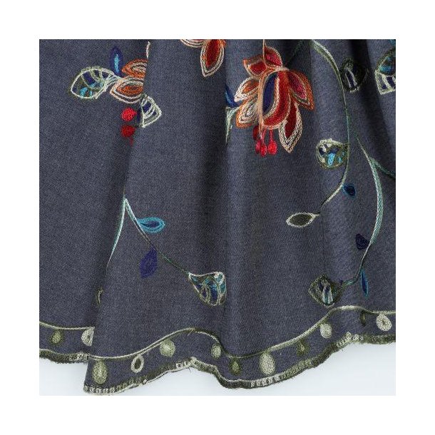 Jeans Flower Embroidery, Indigo