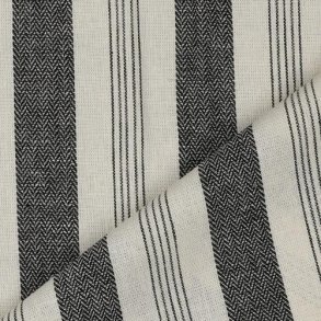 Linen viscose yarn dyed stripes, Black