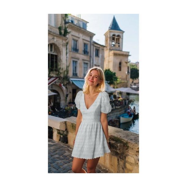 Cotton embroidery Two-side scallop, White