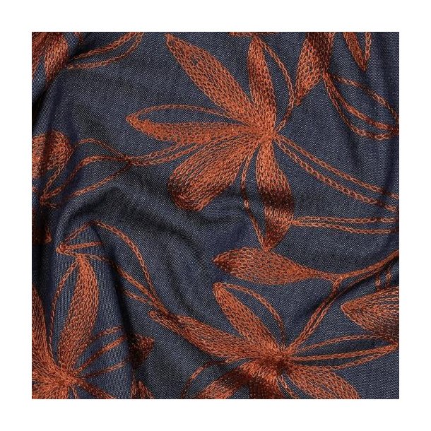 Denim Embroidery Flowers, Camel