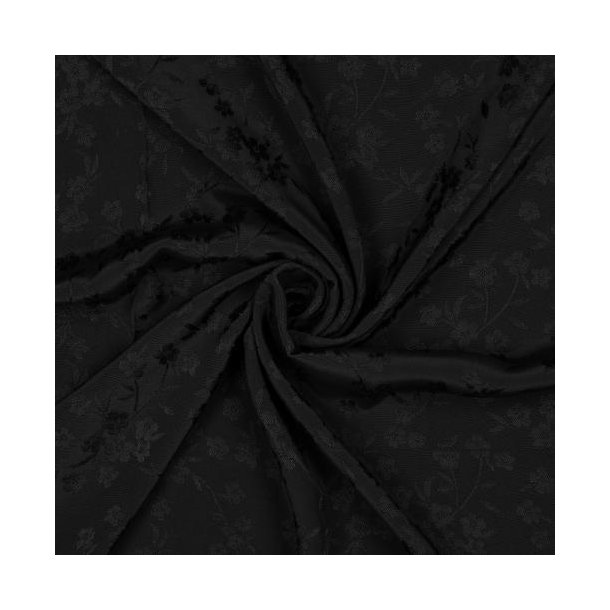 Viscose jacquard Flowers, Black