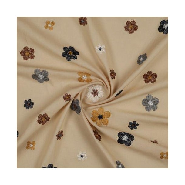 Cotton voile Embroidery Flowers, Sand