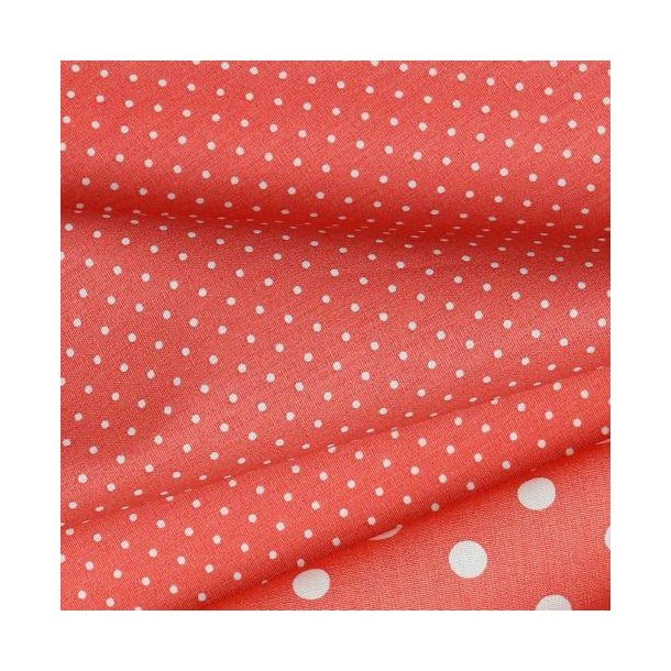 Poplin Petit sm� prikker, Coral