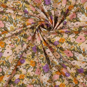 Fine poplin Floral fest, White/lilac