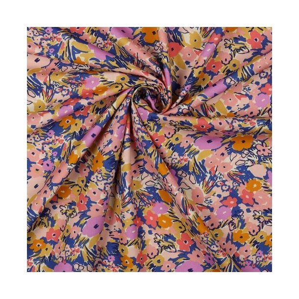 Fine poplin Floral fest, Ecru/lilac