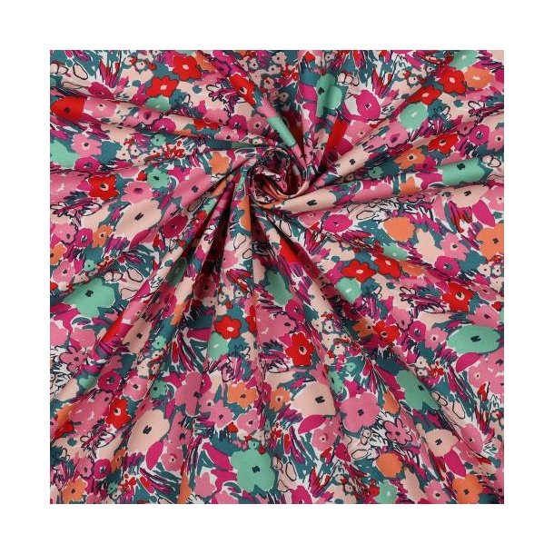 Fine poplin Floral fest, Sapphire