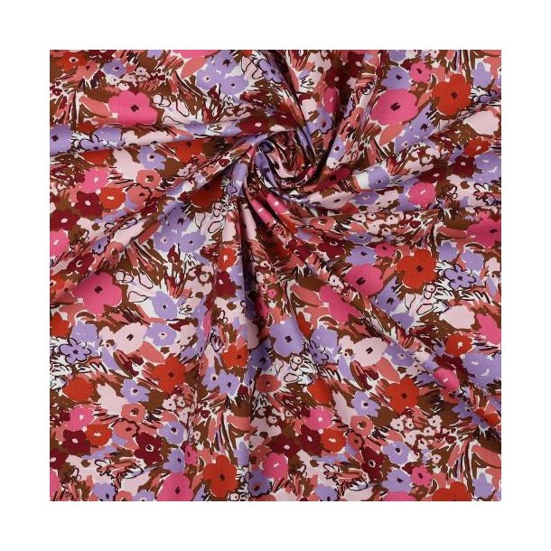 Fine poplin Floral fest, Nutmeg