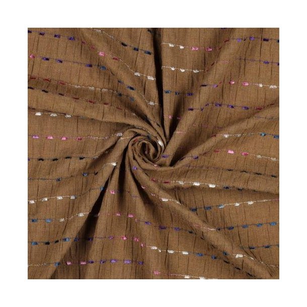 Crinkle cotton Dobby stripe, Camel
