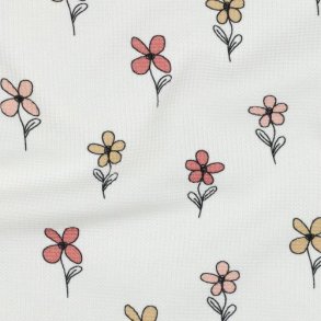 Waffle jersey Flowers, Bordeaux