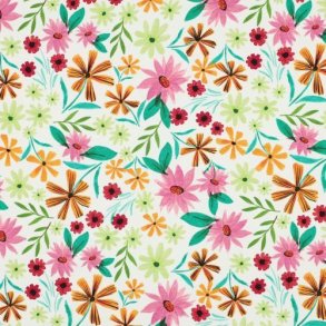 �kotex bomulds jersey Flowers, white