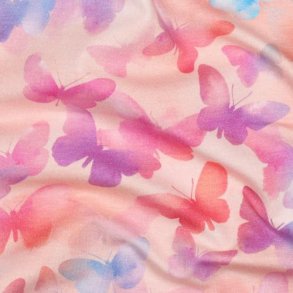 �kotex bomulds jersey Digital Butterflies, Light pink