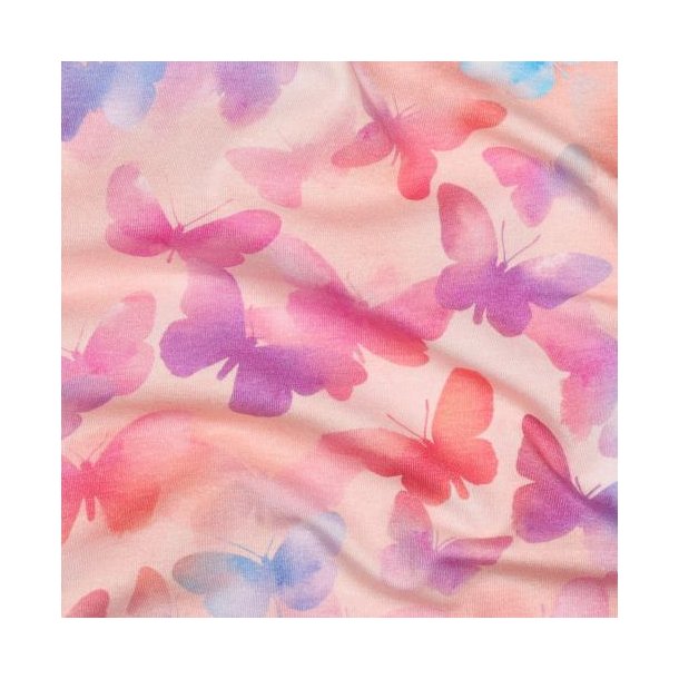 �kotex bomulds jersey Digital Butterflies, Light pink