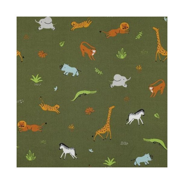 Poplin Gots Animals, Army green