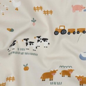 Fine poplin Farm animals, off-white
