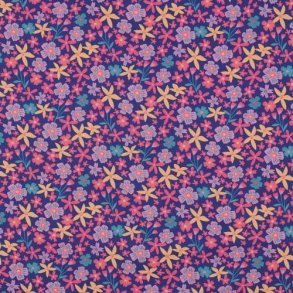 Fine poplin Flowers and Unicorns, Cobalt