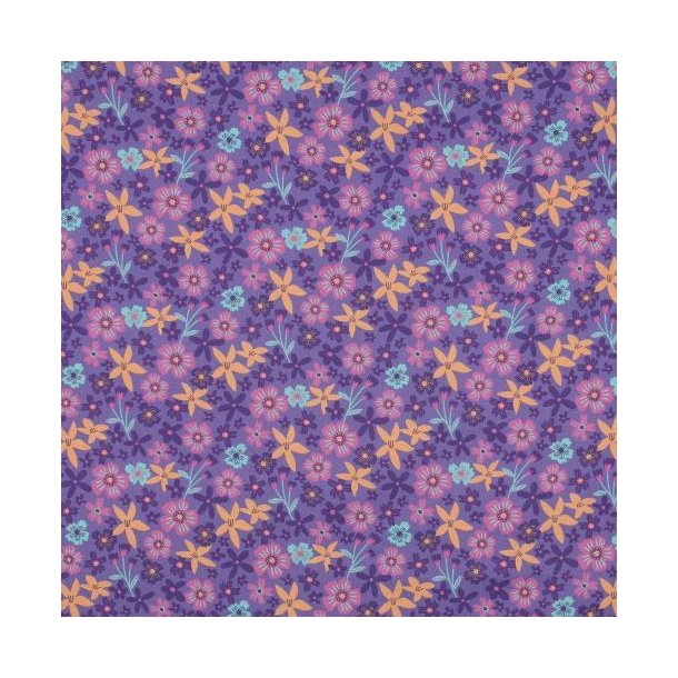 Fine poplin Flowers and Unicorns, Lavender