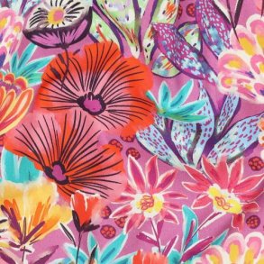 Fine poplin digital Flowers, Fuchsia