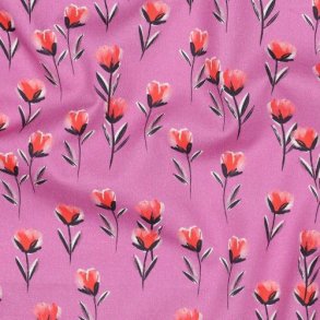 Fine poplin digital Flowers, Fuchsia