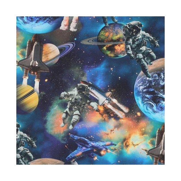 Fine poplin digital Space, Navy