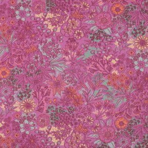 Fine poplin digital Flowers, Fuchsia