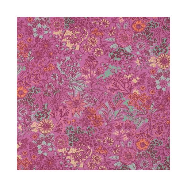 Fine poplin digital Flowers, Fuchsia