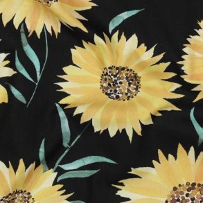 Fine Poplin digital Sunflowers, Black
