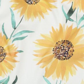 Fine Poplin digital Sunflowers, White
