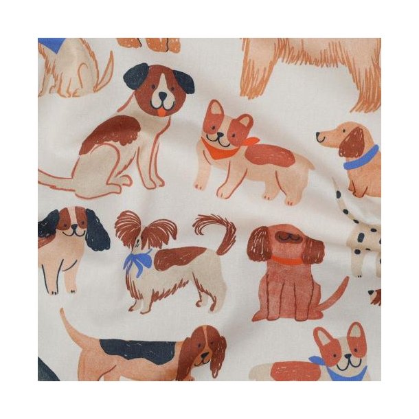 Fine poplin digital Dogs, Off-white