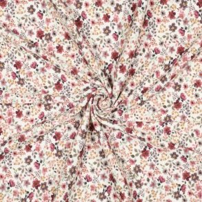 Rib jersey Digital Flowers, Bordeaux