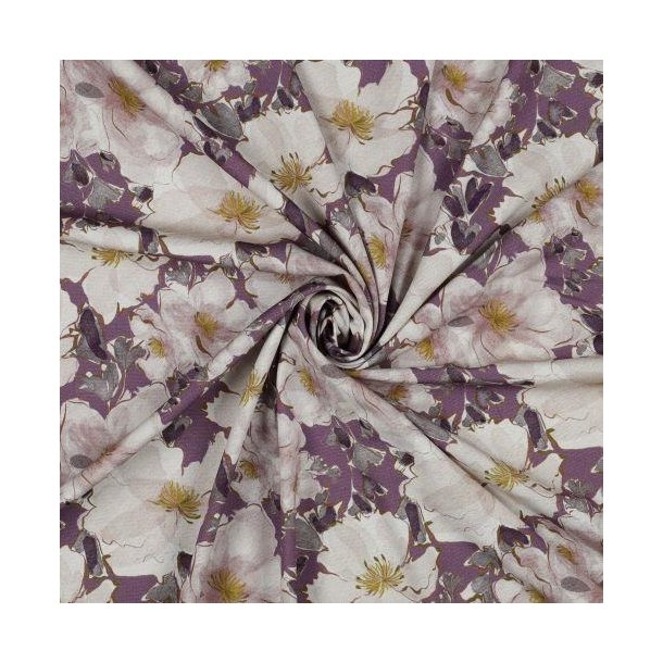 Viscose poplin stretch digtial, Grape