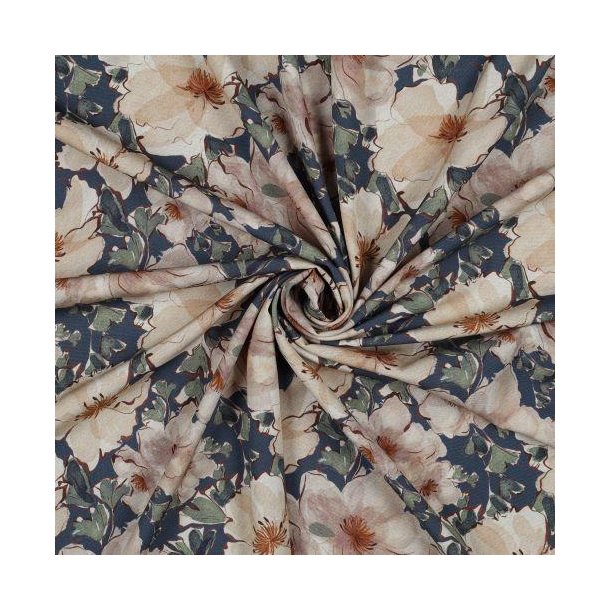 Viscose poplin stretch digital, Dark cyan