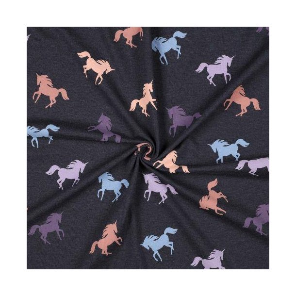 �kotex bomulds Jersey melange Unicorn, Indigo