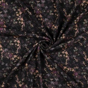 Rosella stretch digital Flowers, Black