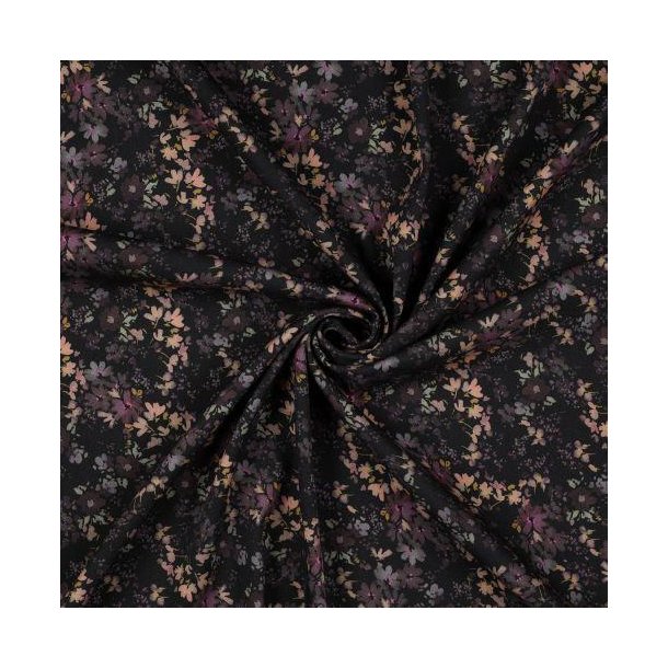 Rosella stretch digital Flowers, Black