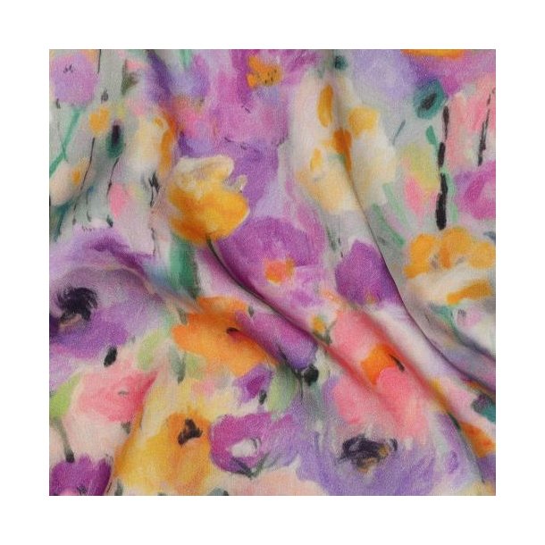 Viscose Satin Digital Flowers, Lavender