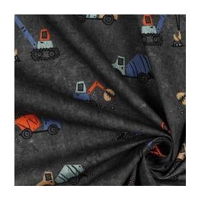 Fine poplin Digital work vehicles, Dark grey